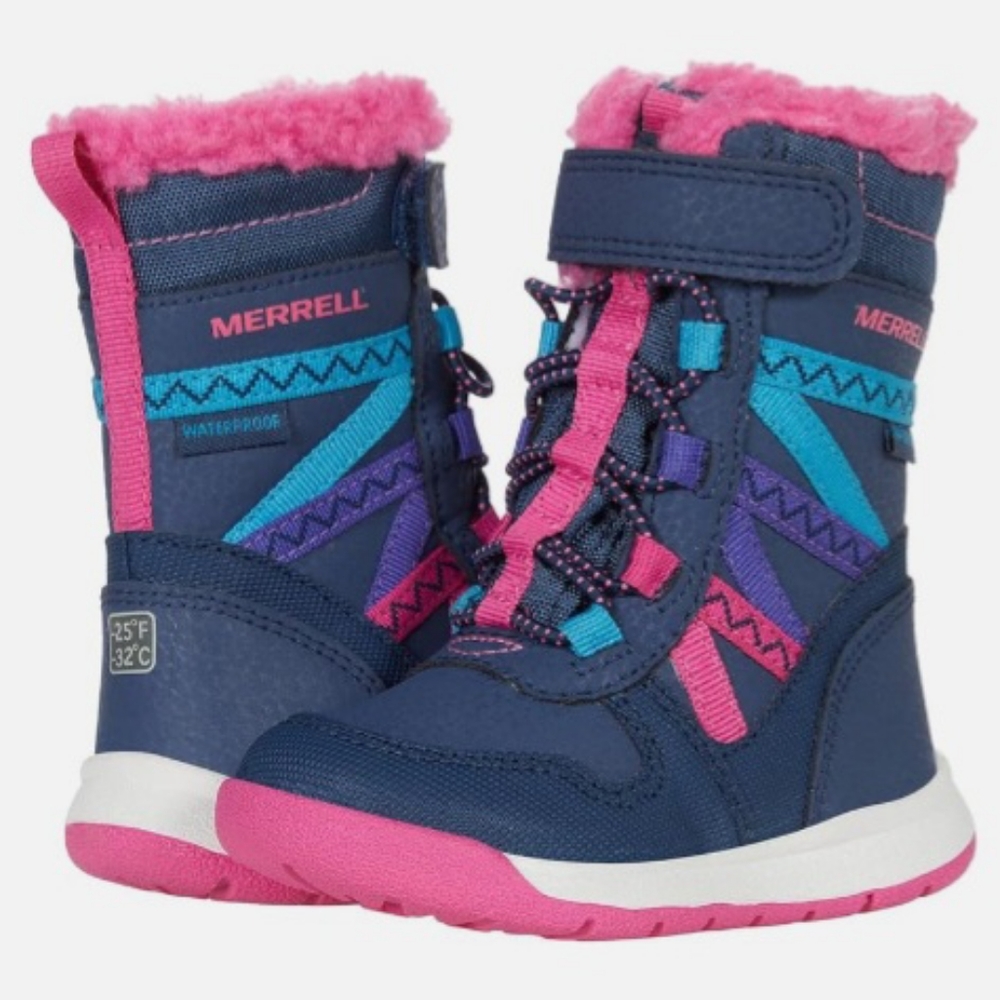 Merrell Snow Crush JR. 2 Leather Faux Fur Waterproof Winter Boots Kids Size 4M